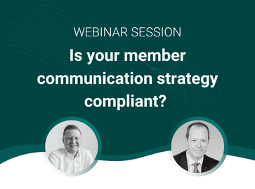 Graphic promoting free webinar on member communications for building societies